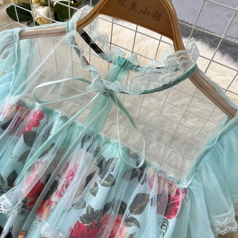 French First Love Flying Sleeve Floral Dress