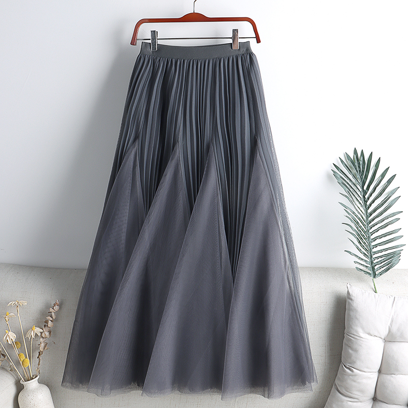 Solid Pleated Fairy Gauze Skirt