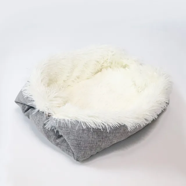 Two Purpose Pet Blanket Nest Self Heating Warm Pad Pet Cat Dog Fluffy Long Hair Sleeping Pad Thick Double Layer Washable Sofa White - Shop at LoveMi