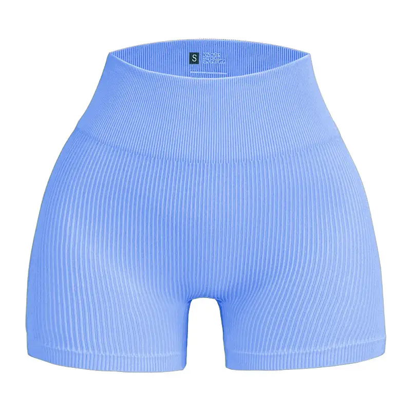 European And American Seamless Ribbed Yoga Shorts, Three