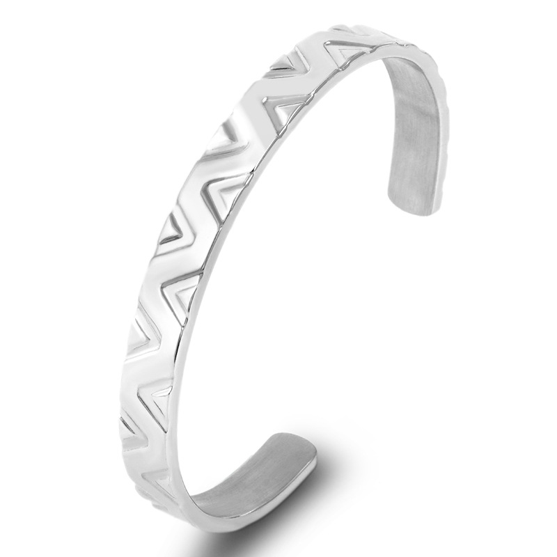 Personalized Couple C-shaped Opening Titanium Steel Bracelet