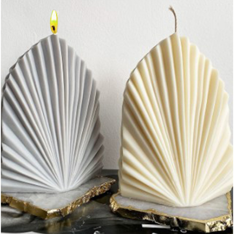 Folding Fan Pu Ye Aromatherapy Candle Gypsum Decoration Ornament Fan Silicone Mold