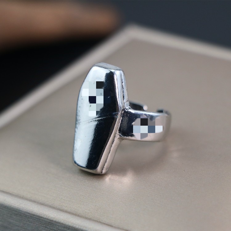 Men's Stylish Open Ring, Retro Geometric Totem Design, Adjustable Metal Fingerwear