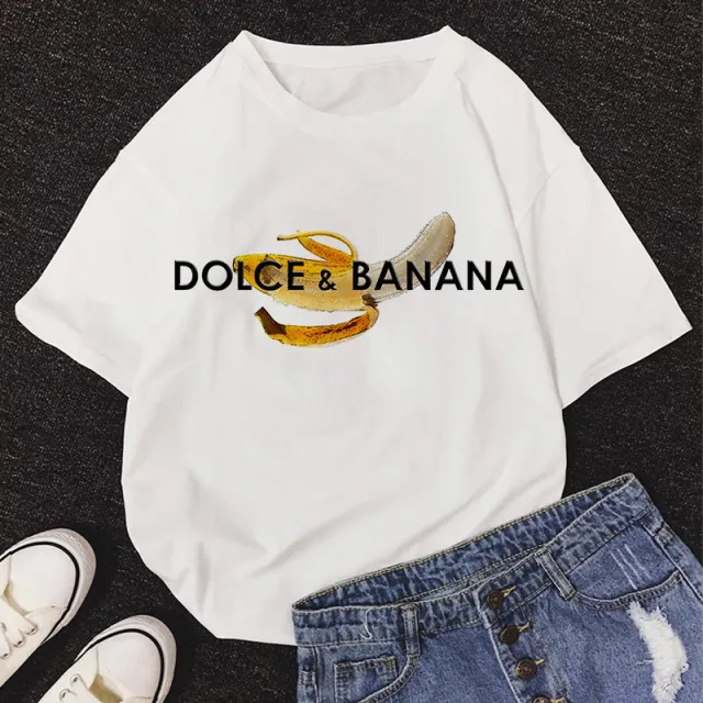 Sunflower Dolce Banana Print Short Sleeve Ladies T Shirt 1 Style - Shop at LoveMi