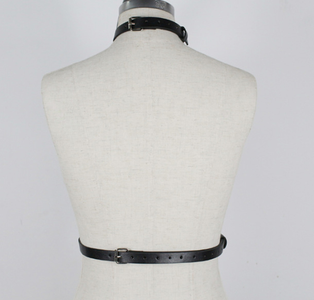 Women's Leather Round Neck Integrated Adjustable Belt - Image 5