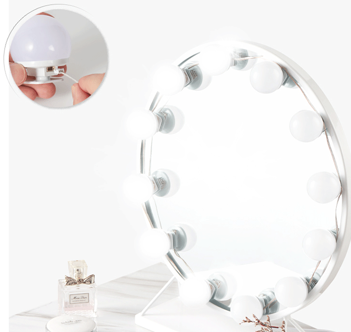 LED Make Up Mirror Light Bulb USB Holly Wood Makeup Light Three-Tone Light Mirror Light Room And Bedroom Decoration Fill Light