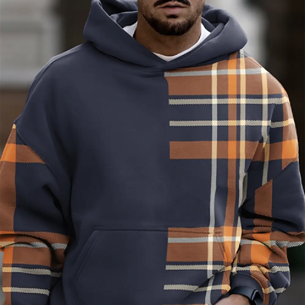 Men's Casual Fashion Trendy Plaid Print Sweatshirt
