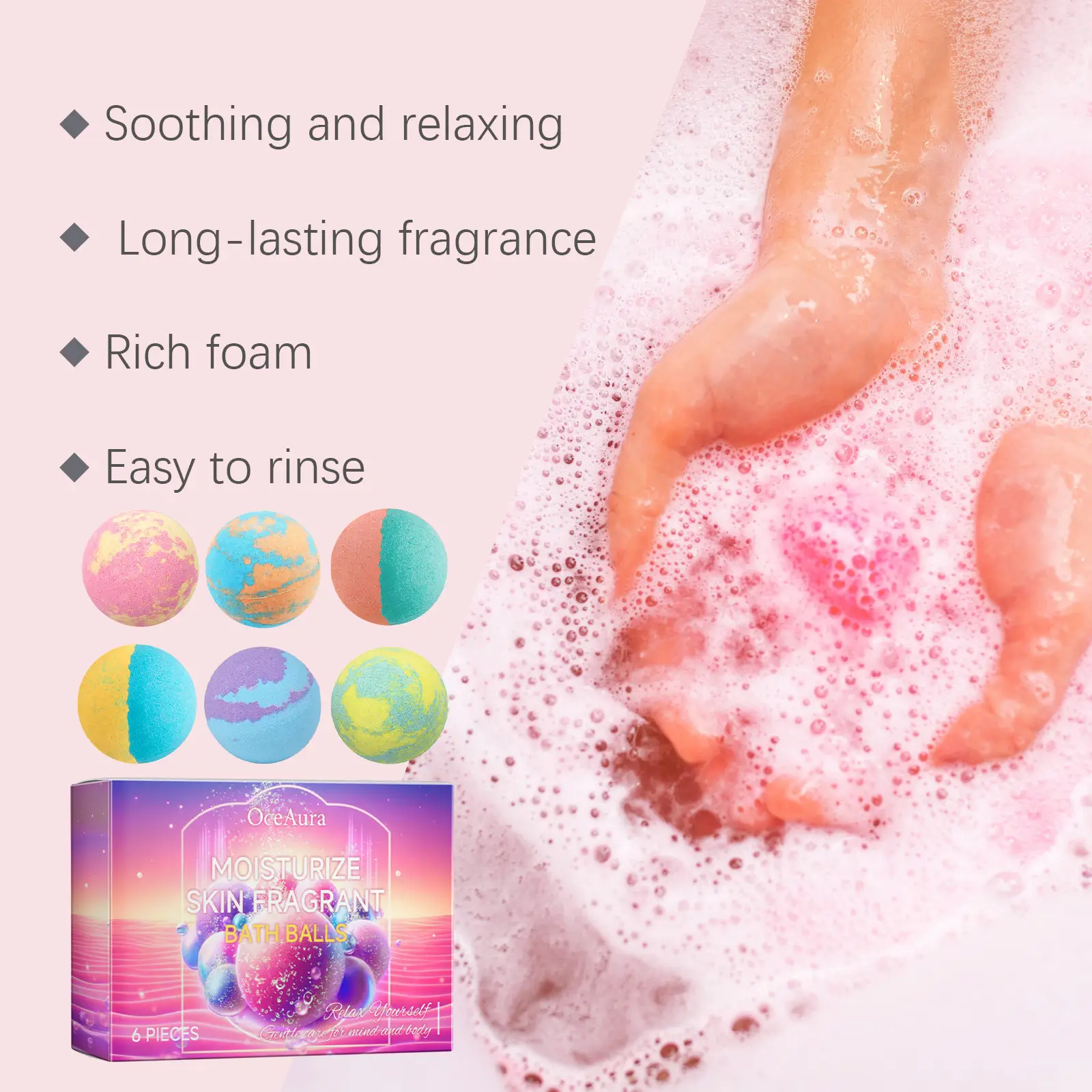 6 Pcs Bath Bombs Gift Set, Natural Essential Oil Bath Fizzies For Relaxing Spa Bath