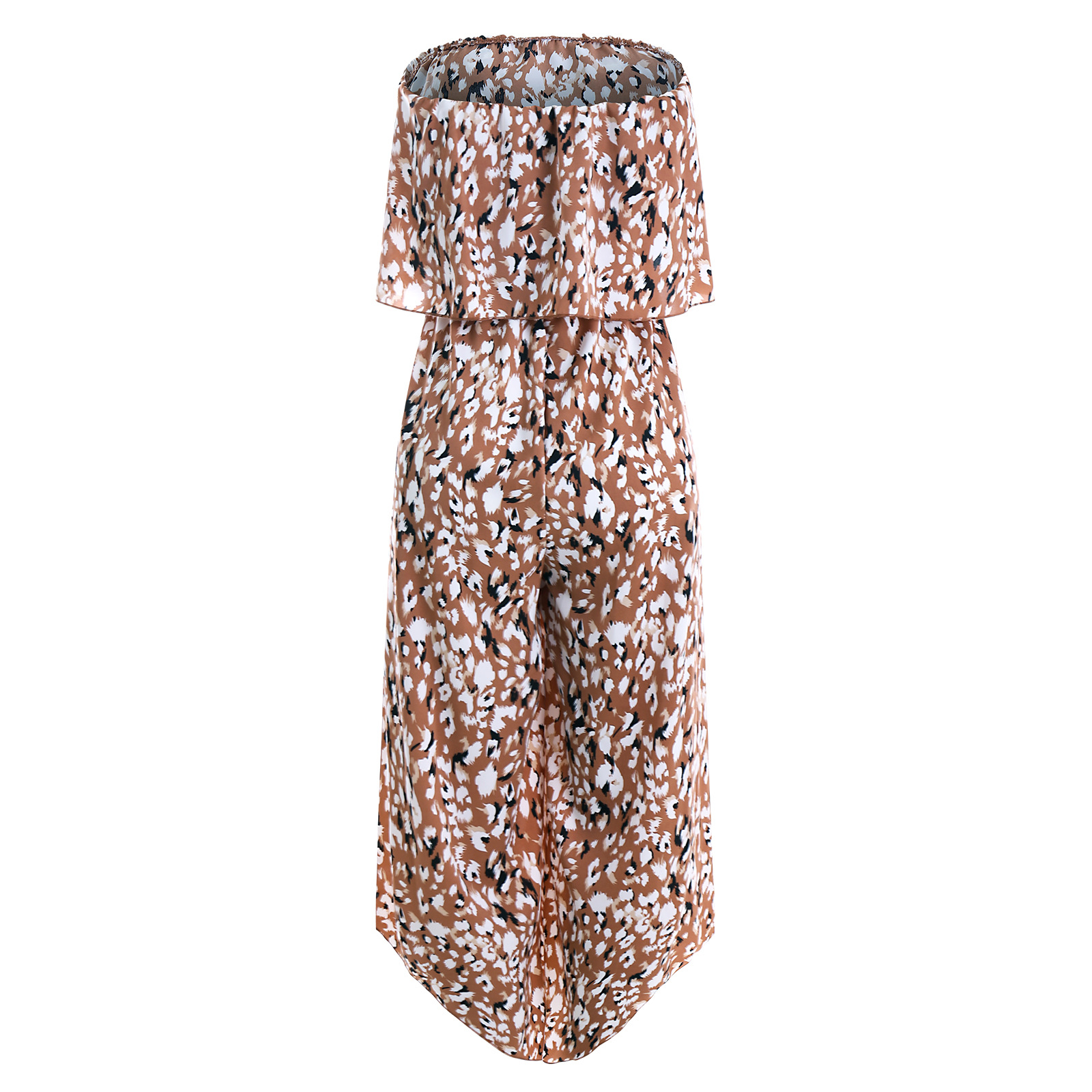 Women’s Off Shoulder Chiffon Floral Jumpsuit Loose Wide Leg Pants