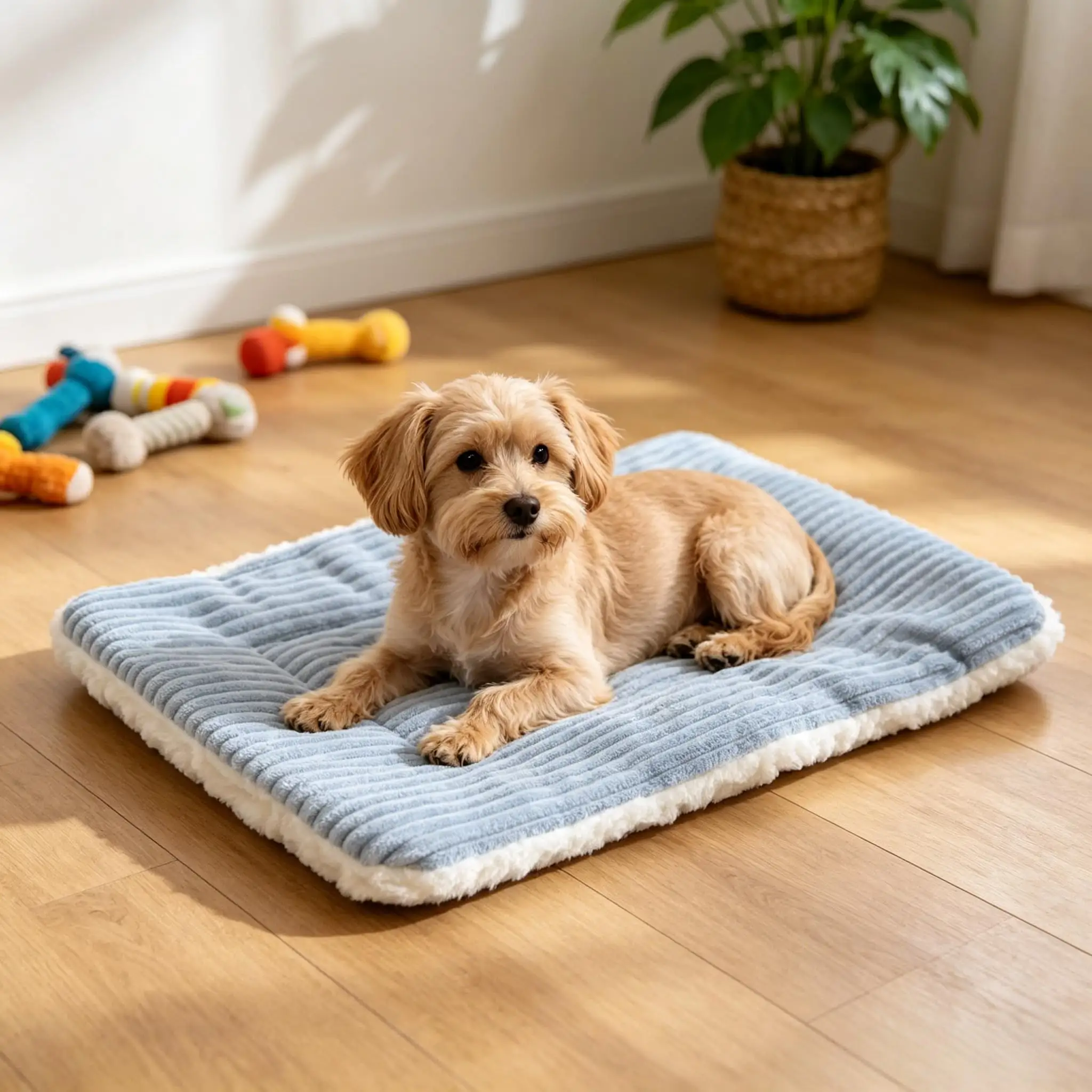 Double Sided Pet Bed Mat, Striped Plush