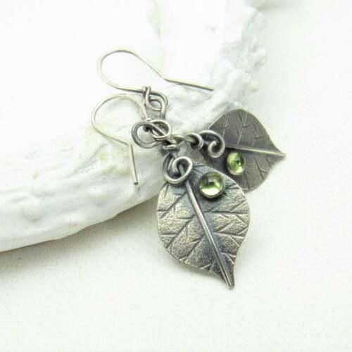 Ancient Silver Leaf Flower Earrings
