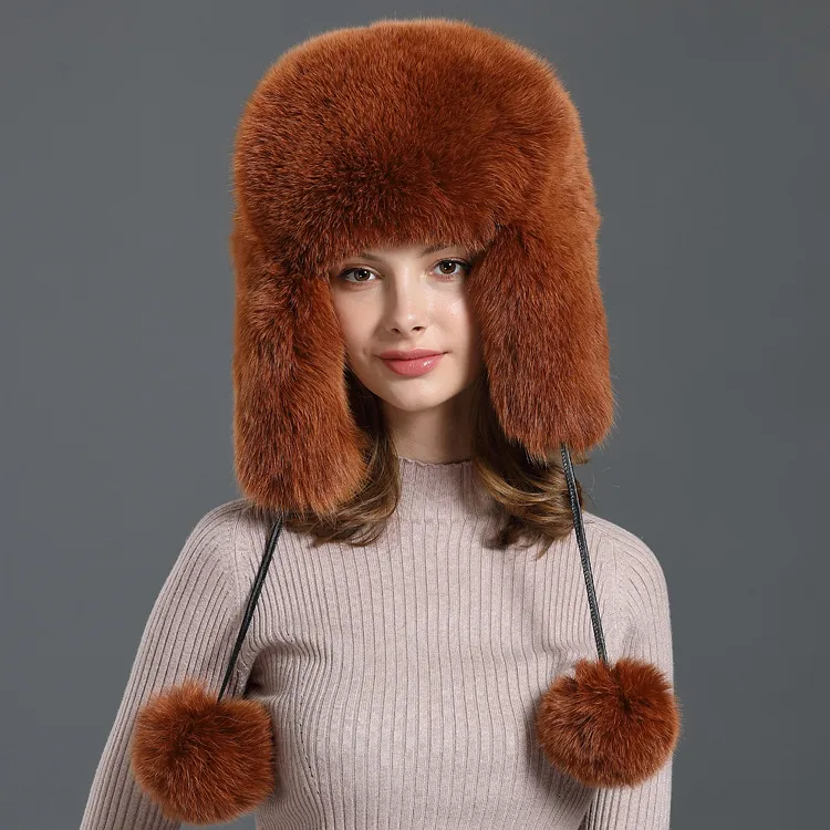Warm Fur Snow Cap, Outdoor Travel, Ear Protection, Skiing - Orange
