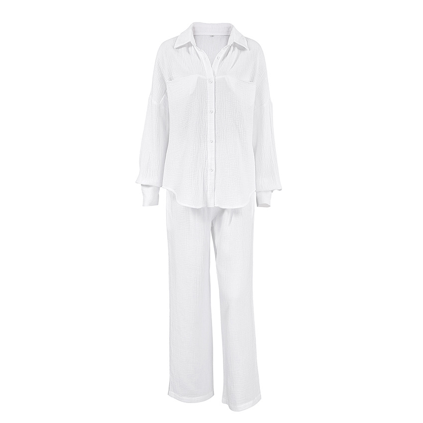 Title 7, Damen Pyjama Set Langarm Doppelgaze Shirt und l...