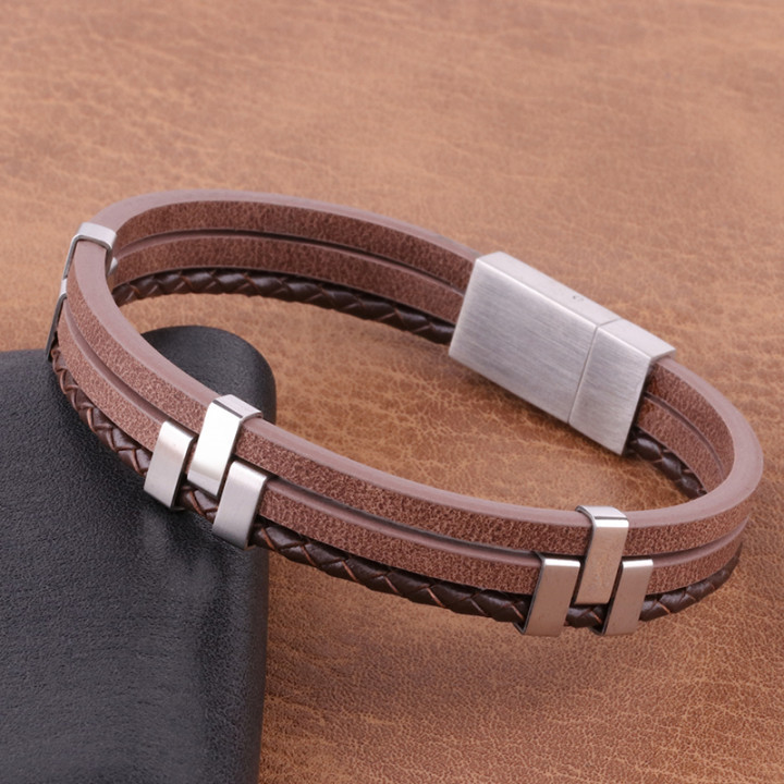 Simple Stainless Steel Leather Rope Popular In Europe And America