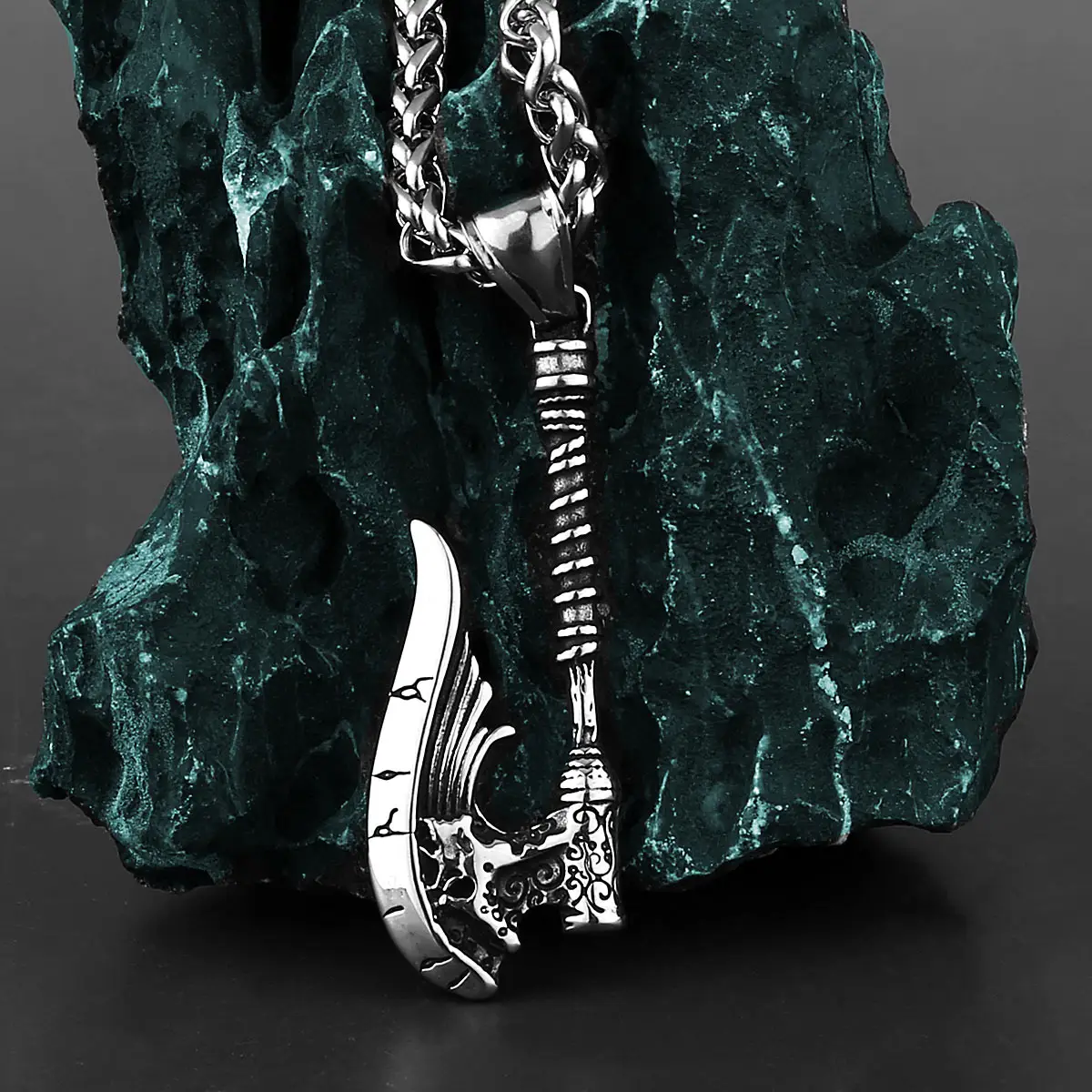 Retro Axe Rune Titanium Steel Pendant Style Men's Fashion Creative Pendant Necklace