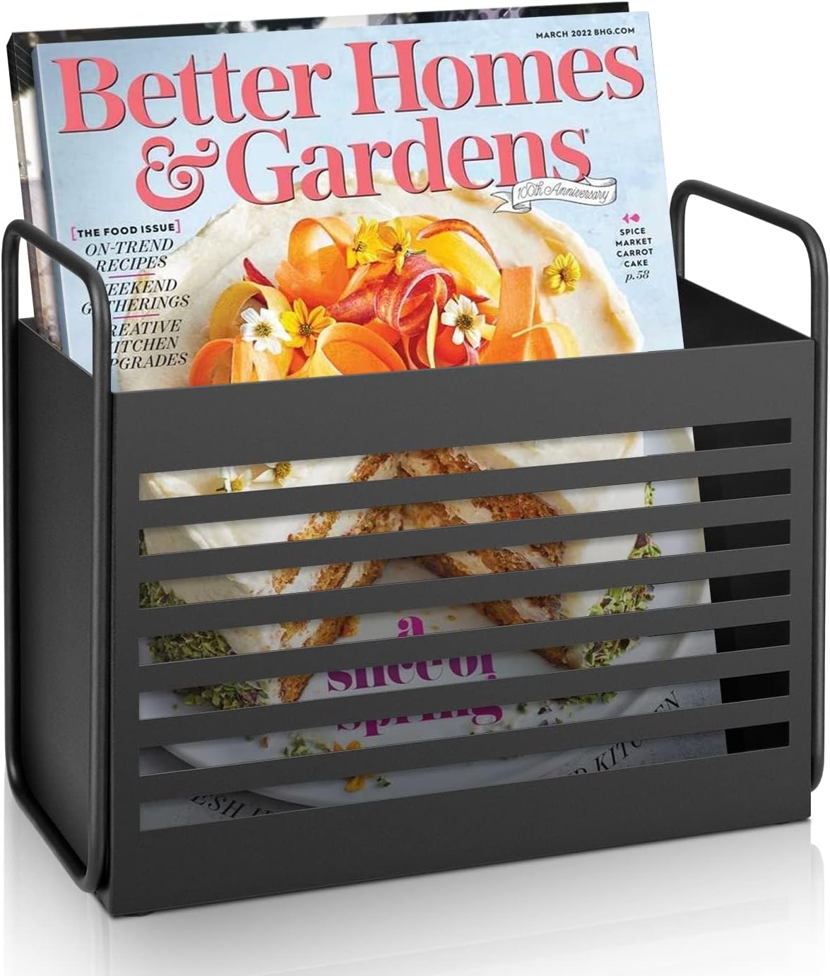 Magazine Rack And File Holder, Black Mail Organizer Bin For Magazines, Books, Newspapers, Tablets, Home And Office