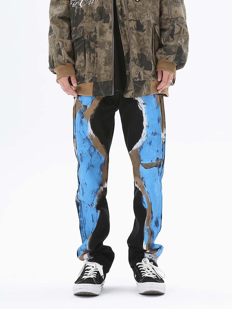 Title 4, Graffiti Loose Fashion Jeans voor heren met kle...