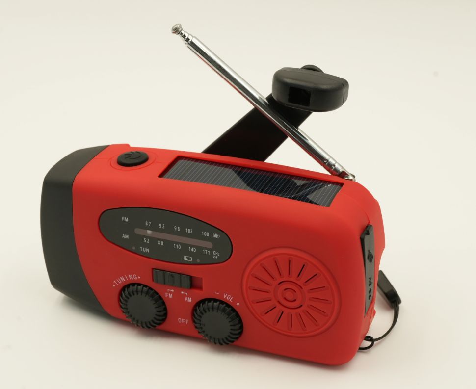 Red Solar Radio 2000mAh Plastic Full Band Radio With USB Port & Built-in Speaker