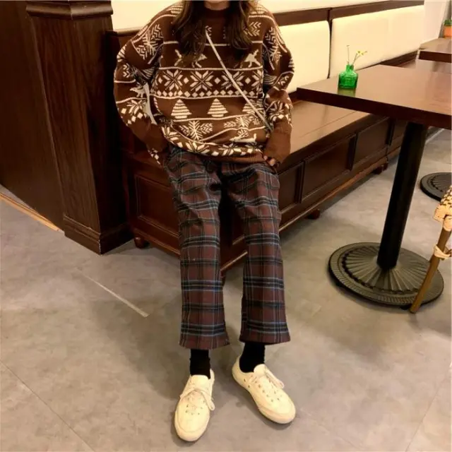 Loose High Waist Straight Harem Pants Retro Versatile Coffee - Shop at LoveMi