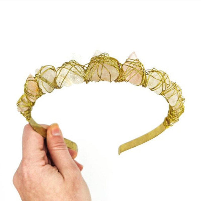 Natural Crystal Quartz Crown Born Amethyst Gemstone Wedding Headdress — foto 9