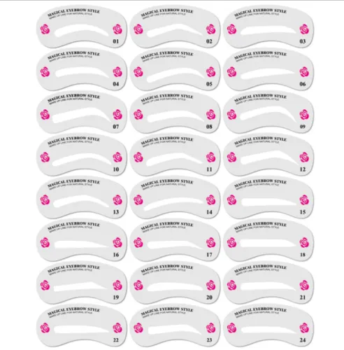 Eyebrow Stamp Stencil Kit, Eyebrow Shaping Stencils, Long-lasting Eyebrow Brow Definer, Perfect Make-up Reusable Kit - 24 Eyebrow Cards