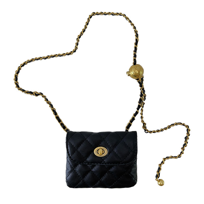 Transshipment Bead Waist Chain Waist Chest Small Incense Wind Messenger Bag Women Black - Shop at LoveMi
