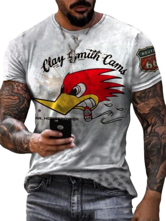 Title 2, Collarless Sports Milk Silk Slim Fit Cartoon T-...