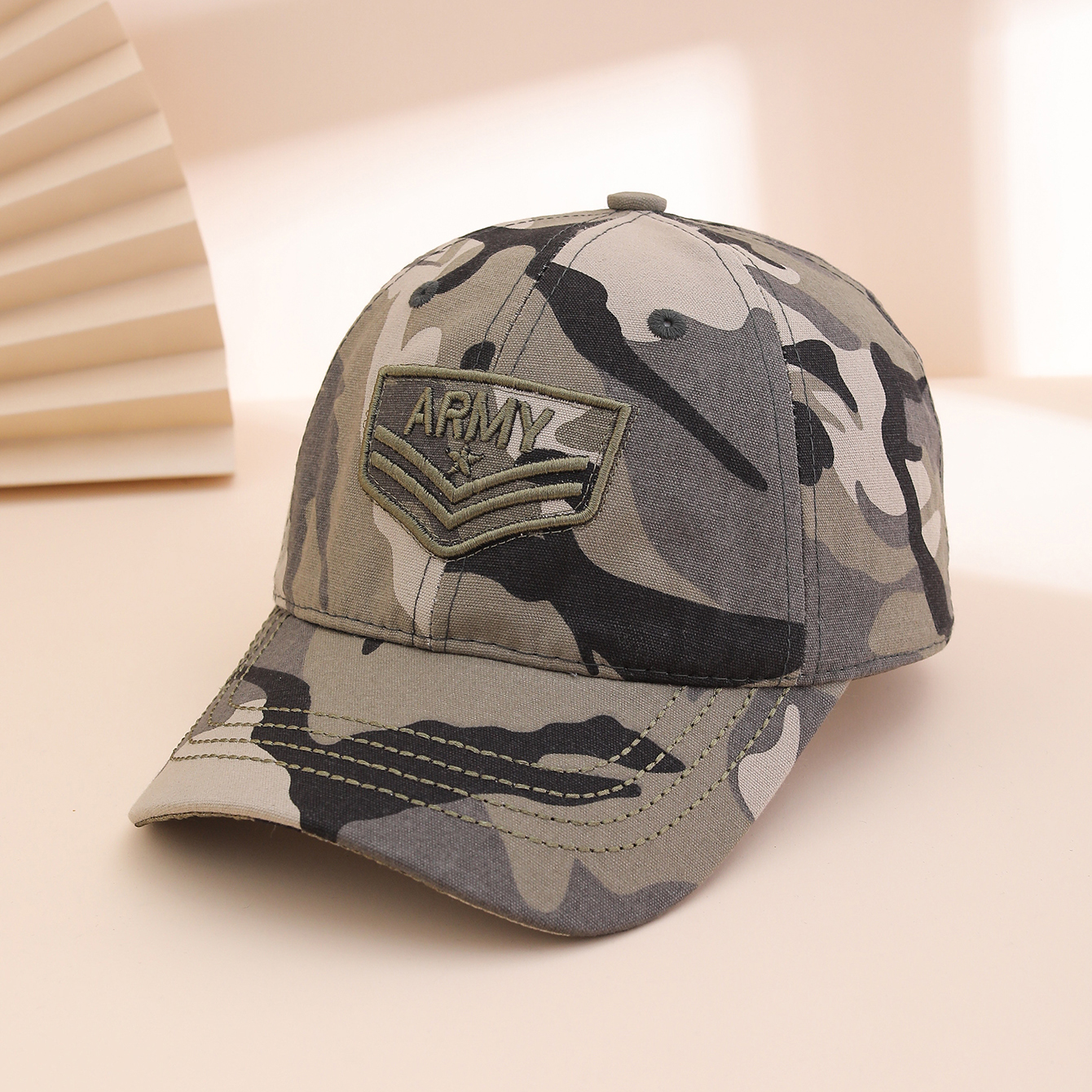 Spring And Autumn Fashion Patchwork Embroidered Letter Five-pointed Star Baseball Cap, Military Style Outdoor Versatile All-purpose Beanie Hat