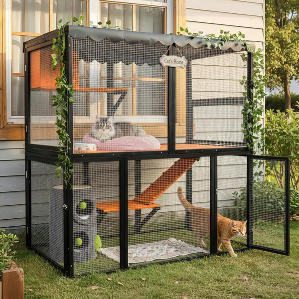 Wooden Catio Outdoor Cat Enclosure Large House
