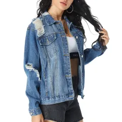 European And American Slim All-match Denim Female Jacket Women - Blue - View 1