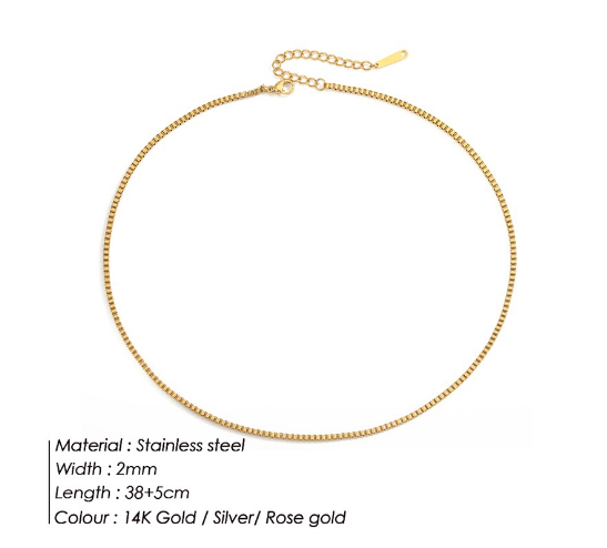 Danica Box Chain Gold Necklace