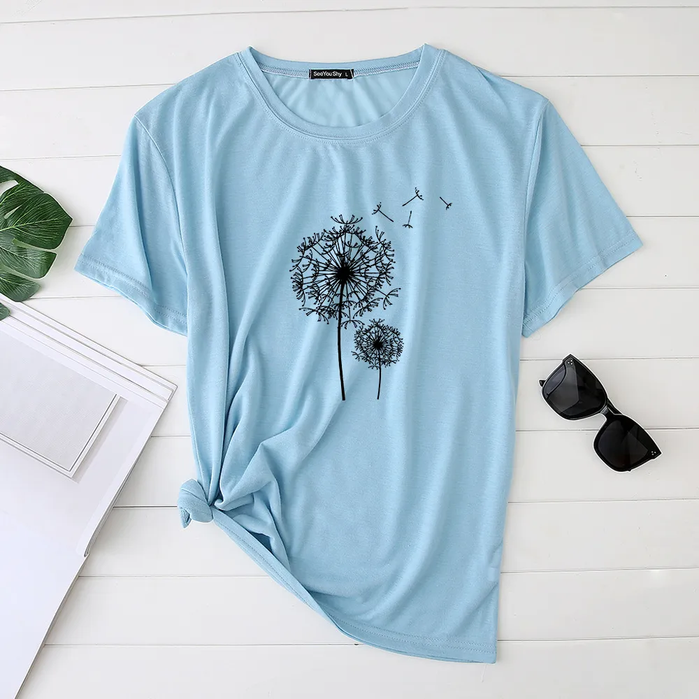 Women's English Dandelion T-shirt - Sky Blue