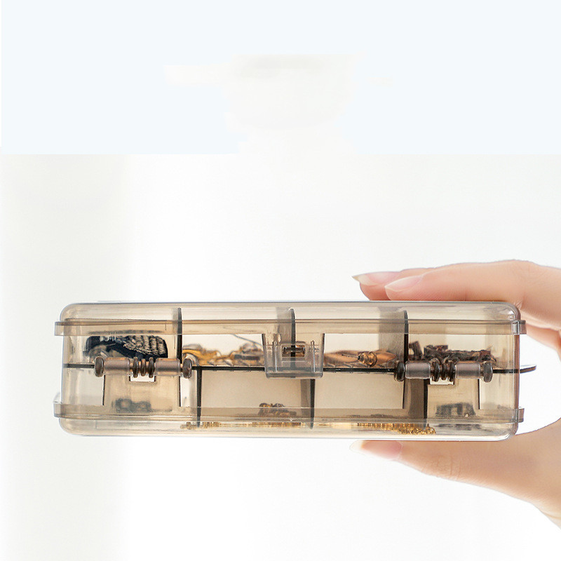 Double Compartment Portable Jewelry Box Plastic Transparent - 3