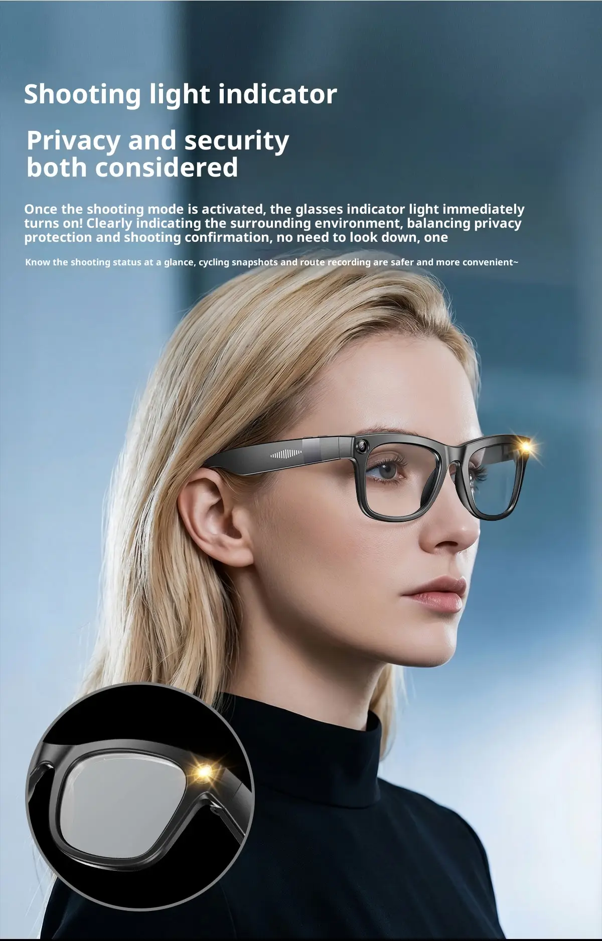 2MP AI Smart Glasses Bluetooth Sunglasses For Music Calling Translation