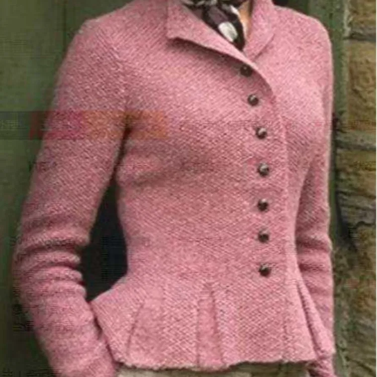 Slim Single-breasted Short Coat Retro Cardigan Women - Pink