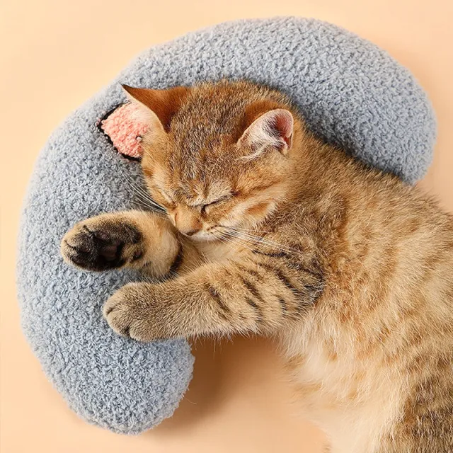 Dog Cat Sleeping Moon Pillow Small Dog Plush Pillow Pet Pillow Blue - Shop at LoveMi