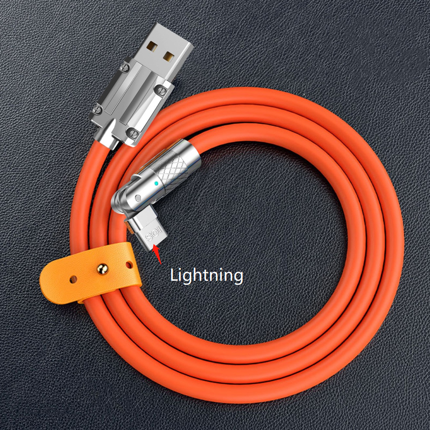 120W Fast Charging Data Cable – 180° Rotating Elbow, Zinc Alloy Silicone USB Wir - 第 10/13 張圖片