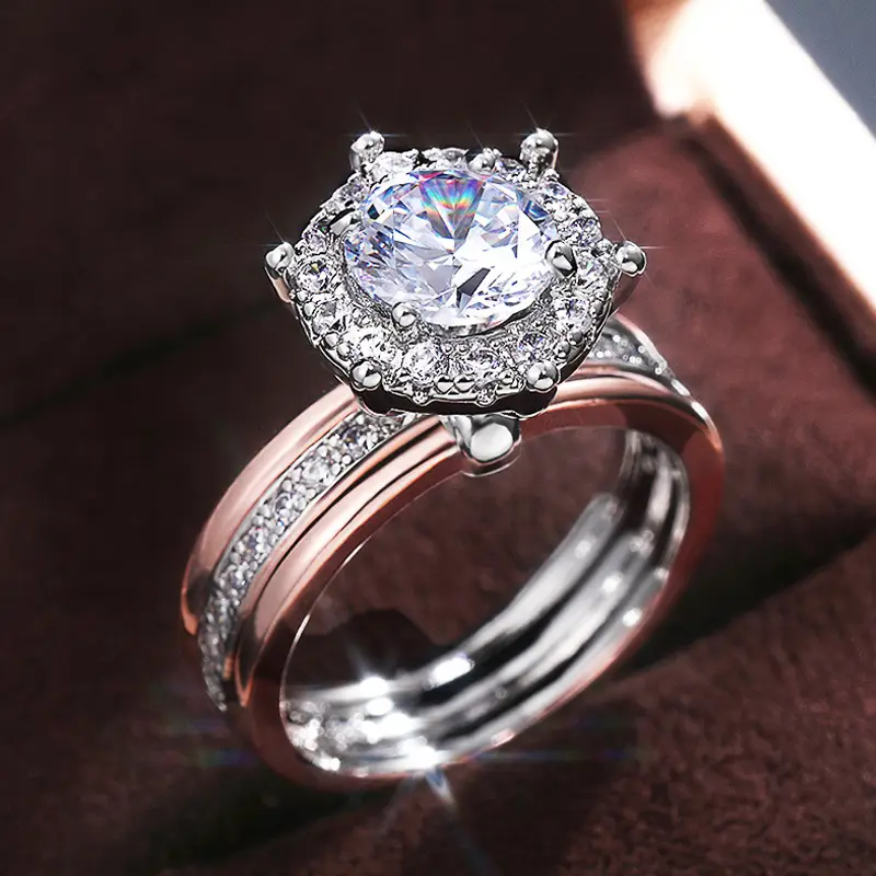 Creative Two-color Zircon Engagement Ring Party