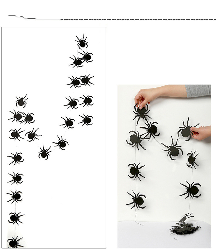 Long black orange disc halloween paper garland pendant