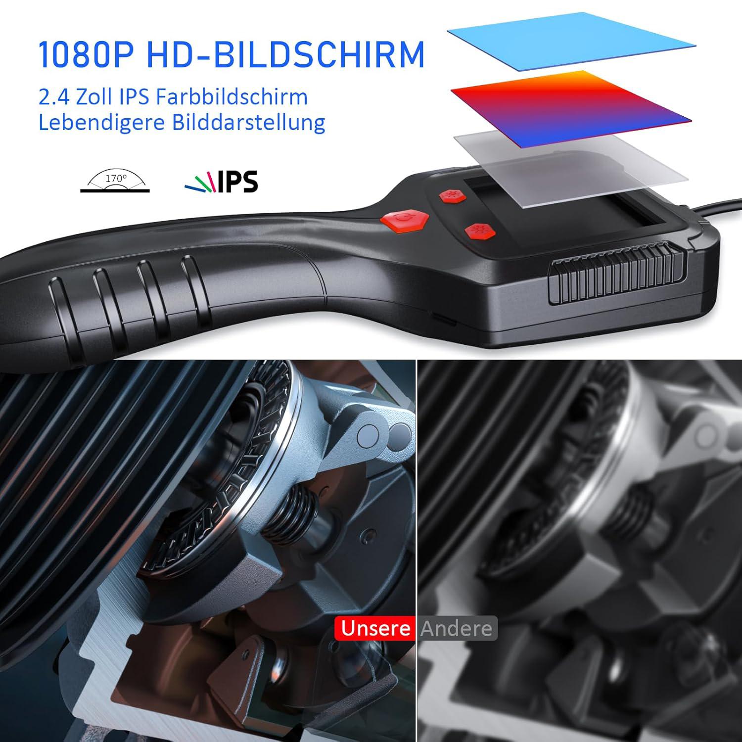 HD Dual-Lens Waterproof Endoscope Camera With Built-in Lights  Inspection Endoscope