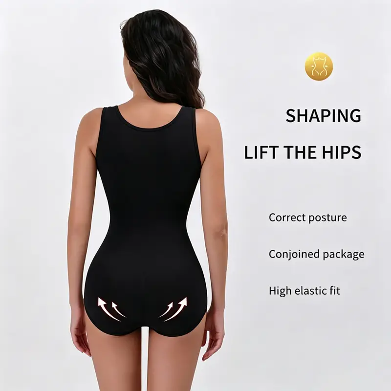 Women's Tummy Control Bodysuit Shapewear, Waist Trainer, Butt Lifter, Seamless Compression Faja, Open Crotch, Plus Size For Postpartum, Daily Wear, Single Or 2 