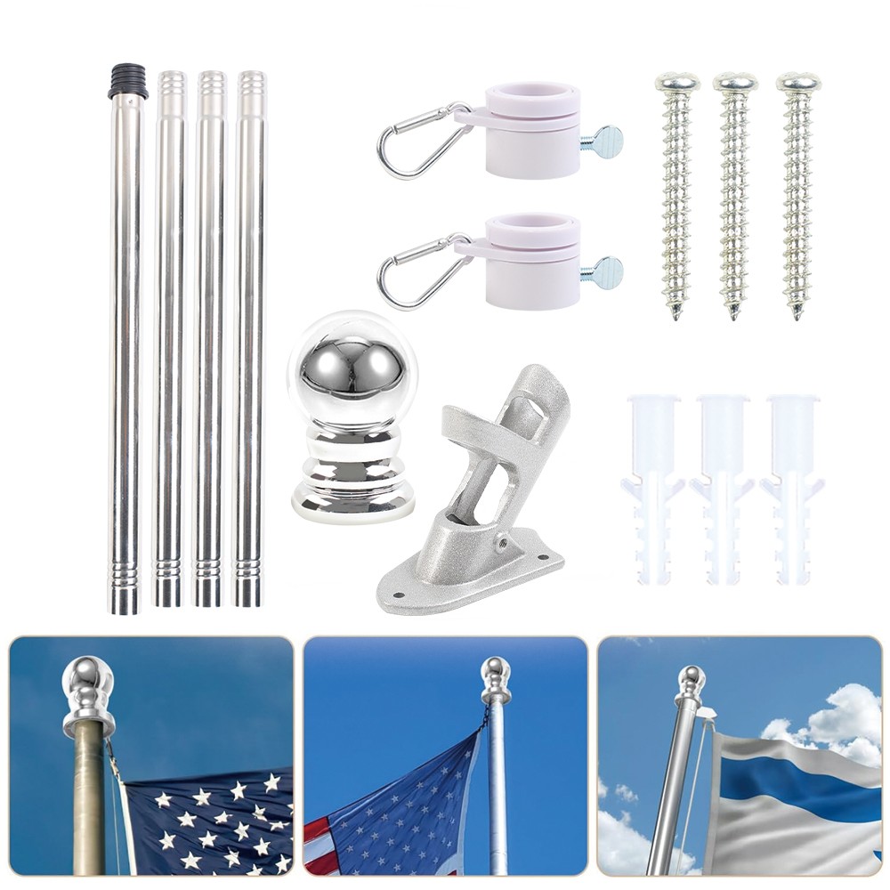 6ft Telescopic Flagpole Flag Pole Kit Outdoor Wall Mounted Mount Holder Set NEW — image 3