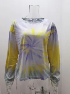 Women's Round Neck Sweater Fall And Winter T-shirt Loose Plus Size Top - Purple - View 1
