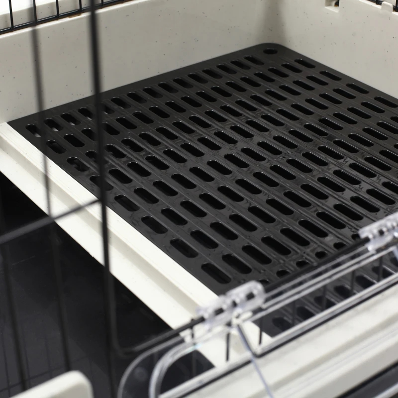 PawHut 2-Level Small Animal Cage Rabbit Hutch With Wheels, Removable Tray, Platform And Ramp For Bunny, Chinchillas, Ferret, Black