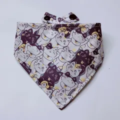 Cartoon Printing Lucky Cat Saliva Scarf Headscarf Supplies Accessories - Purple - View 1