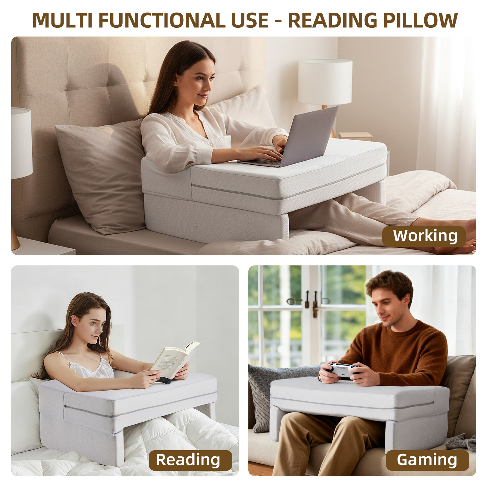 Stable Support Reading Pillow, Hand Support, Waist Support And Multiple Uses image 6