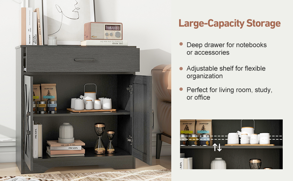Farmhouse Accent Cabinet Entryway Storage With Drawer Living Room Sideboard — image 5