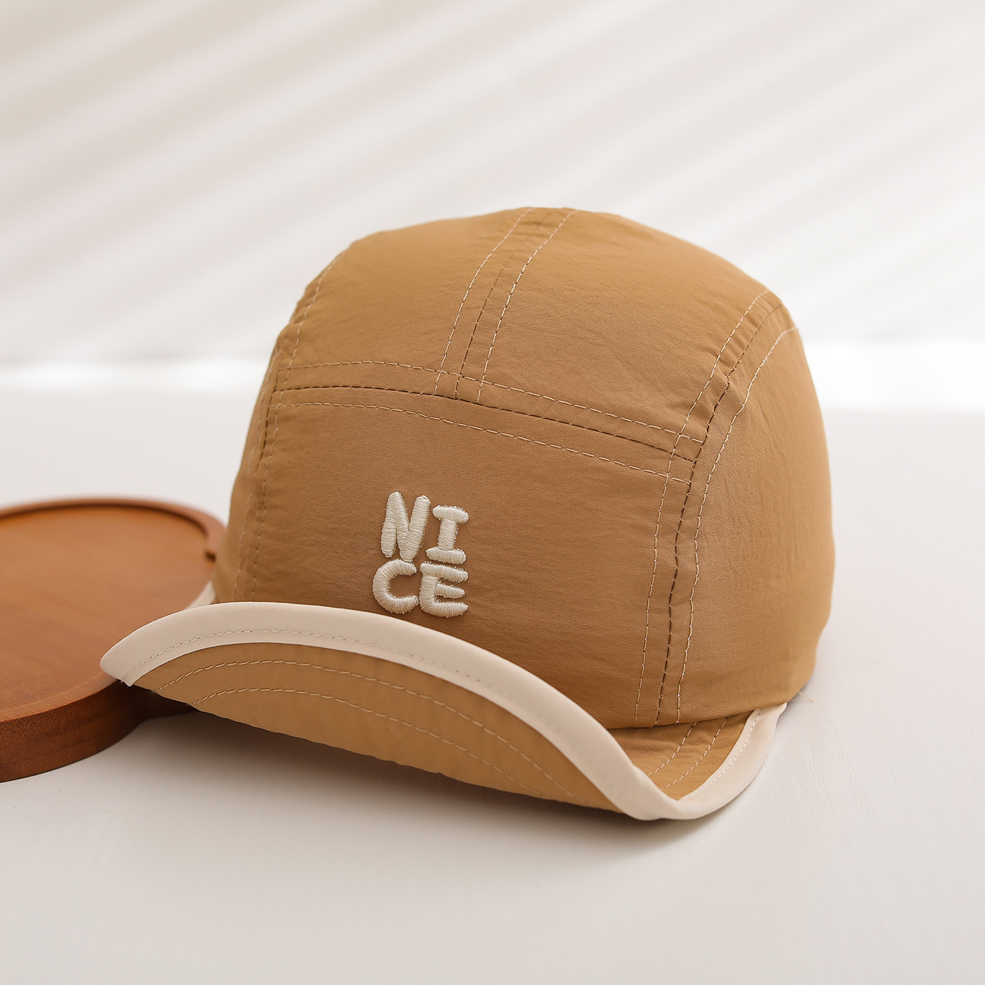 Light And Breathable, Quick-drying NICE Letter-stitched Five-panel Hat With Contrasting Edges And Casual Design For Children. Outdoor Breathable