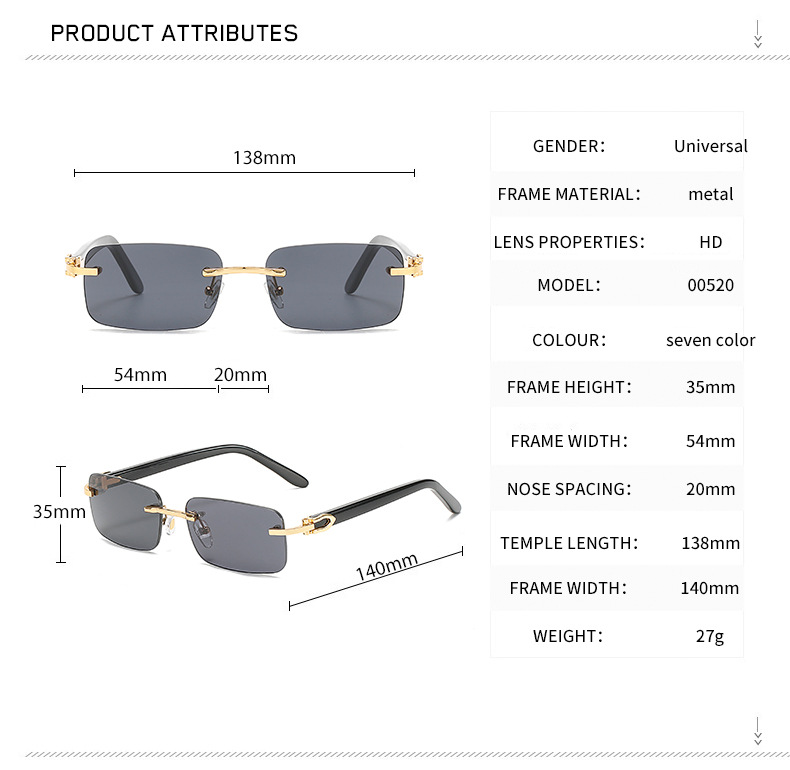 Title 1, Small Square Frameless Acetate Sunglasses