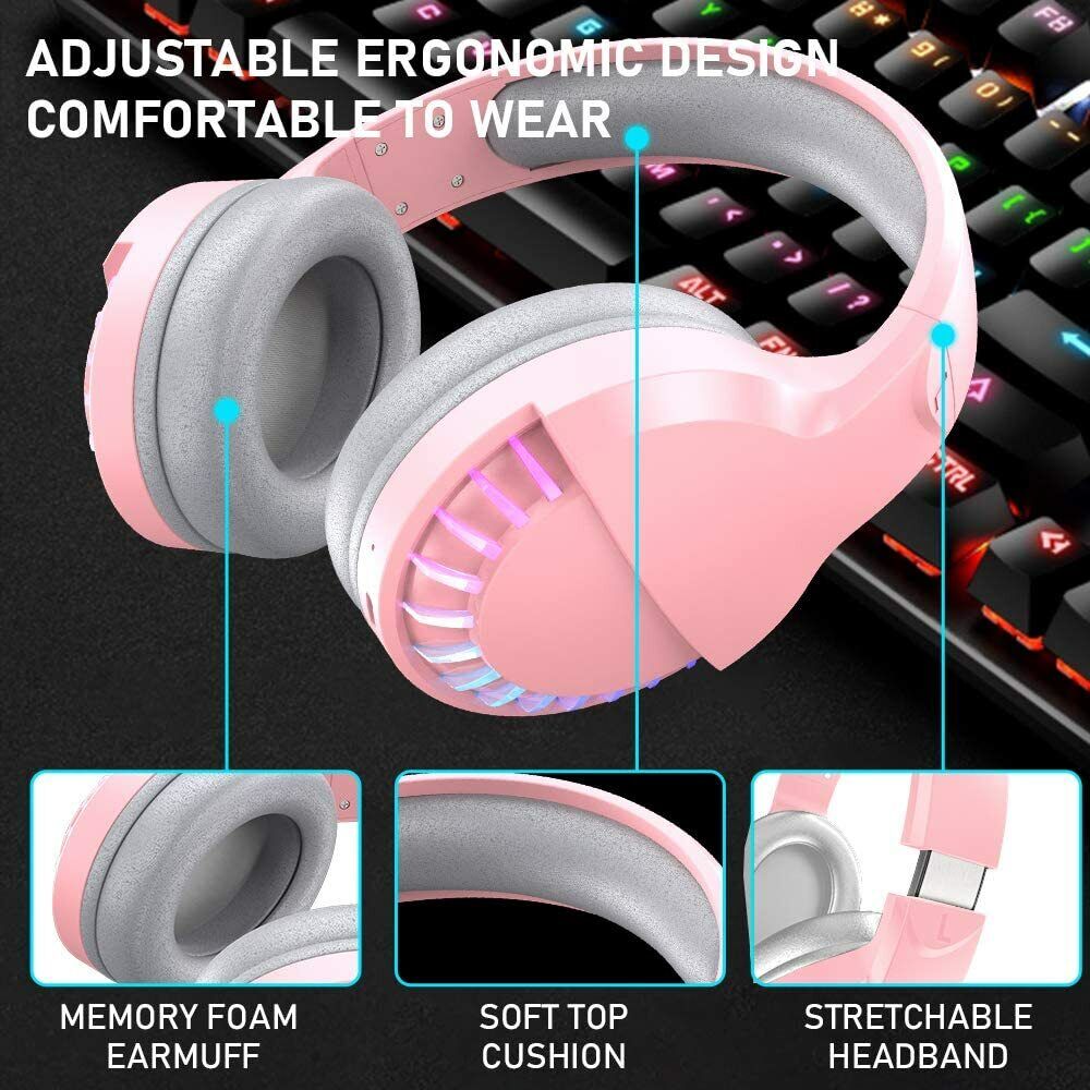 AU Wireless Bluetooth Gaming Headset Headphones Stereo For Laptop PC Phones Ipad